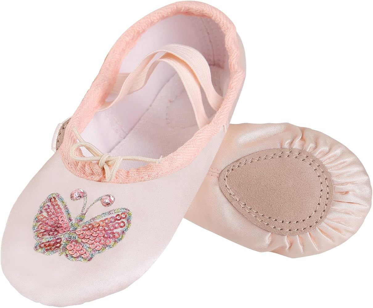 Midkutu Ballet Shoes for Girls, Split Sole Toddler Ballet Shoes Satin Ballet Slippers for Girls T... | Amazon (US)