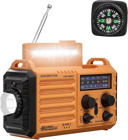 NOAA Weather Radio,5-Way Powered Solar Hand Crank Emergency AM/FM/Shortwave Survival Weather Aler... | Amazon (US)
