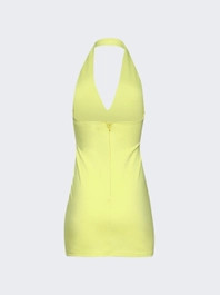Metallic Flower Hotfix Detail Halterneck Dress Yellow And Silver  | The Webster | The Webster