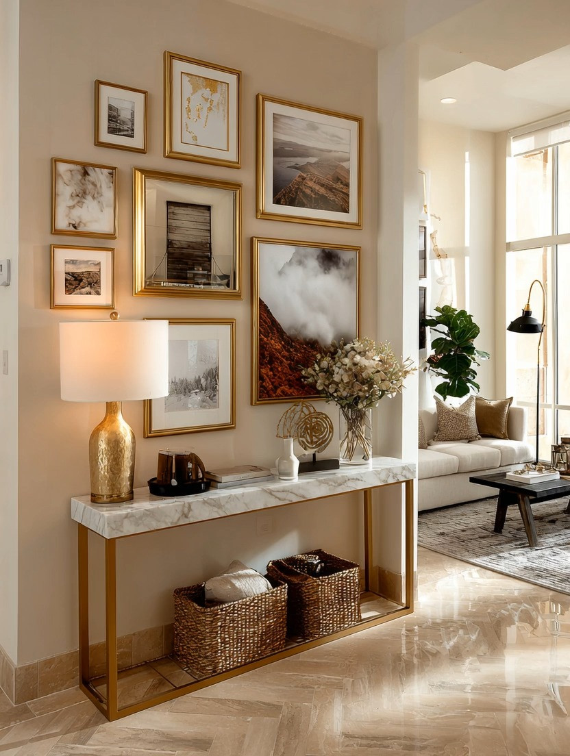 Always wanted to create a gallery wall but didn’t know where to start? A well-designed gallery wall instantly elevates your home decor and adds personality, warmth, and visual interest to any blank wall. Whether you’re styling an entryway, staircase wall, living room, hallway, or above a console table, framed wall art is one of the easiest ways to transform a space.

Start with high-quality picture frames that complement your aesthetic. Gold picture frames are a timeless choice and work beautifully in modern classic, warm minimalist, transitional, and even contemporary interiors. A gold frame gallery wall pairs effortlessly with marble console tables, table lamps, woven baskets, neutral sofas, and warm wood tones. If gold isn’t your style, choose black frames for a modern look or wood frames for a softer, organic feel.

Next, decide on your artwork. You can create a travel-inspired gallery wall with landscape photography, coastal prints, mountain art, abstract art, or vintage sketches. Or make it deeply personal by framing family photos, childhood memories, wedding pictures, vacation snapshots, or a curated mix of both art prints and personal photography. A combination of scenery art and meaningful memories often creates the most layered, designer look.

Lay everything out on the floor first to test spacing before hanging. Keep consistent margins between frames for a clean, polished result. This style works beautifully above a marble console table, along staircase walls, in an apartment entryway, or as a statement living room feature wall.

A thoughtfully styled gallery wall adds depth, character, and that collected-over-time elegance that makes a house feel like home.

#GalleryWallIdeas
#GoldPictureFrames
#WallArtDecor
#EntrywayStyling 

 #LTKHome