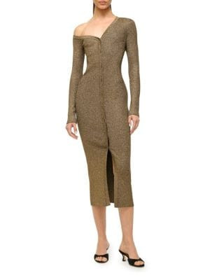 Craftsman Metallic Rib-Knit Asymmetric Sweaterdress | Saks Fifth Avenue OFF 5TH