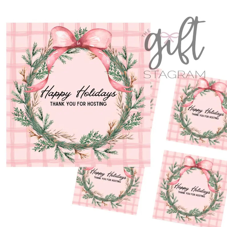Thank You for Hosting Happy Holidays Gift Tag DIGITAL DOWNLOAD Holiday Hostess Gift Tag Holiday H... | Etsy (US)