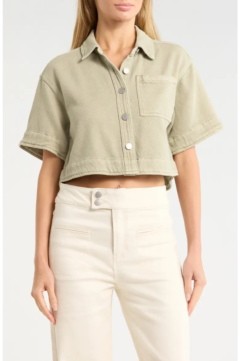 Crop Stretch Cotton Shacket (Women) | Nordstromrack | Nordstrom Rack