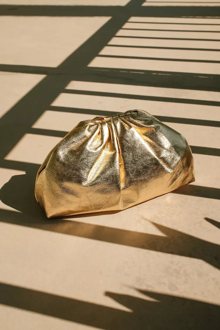 Get Your Trend On Metallic Gold Ruched Clutch | Lulus