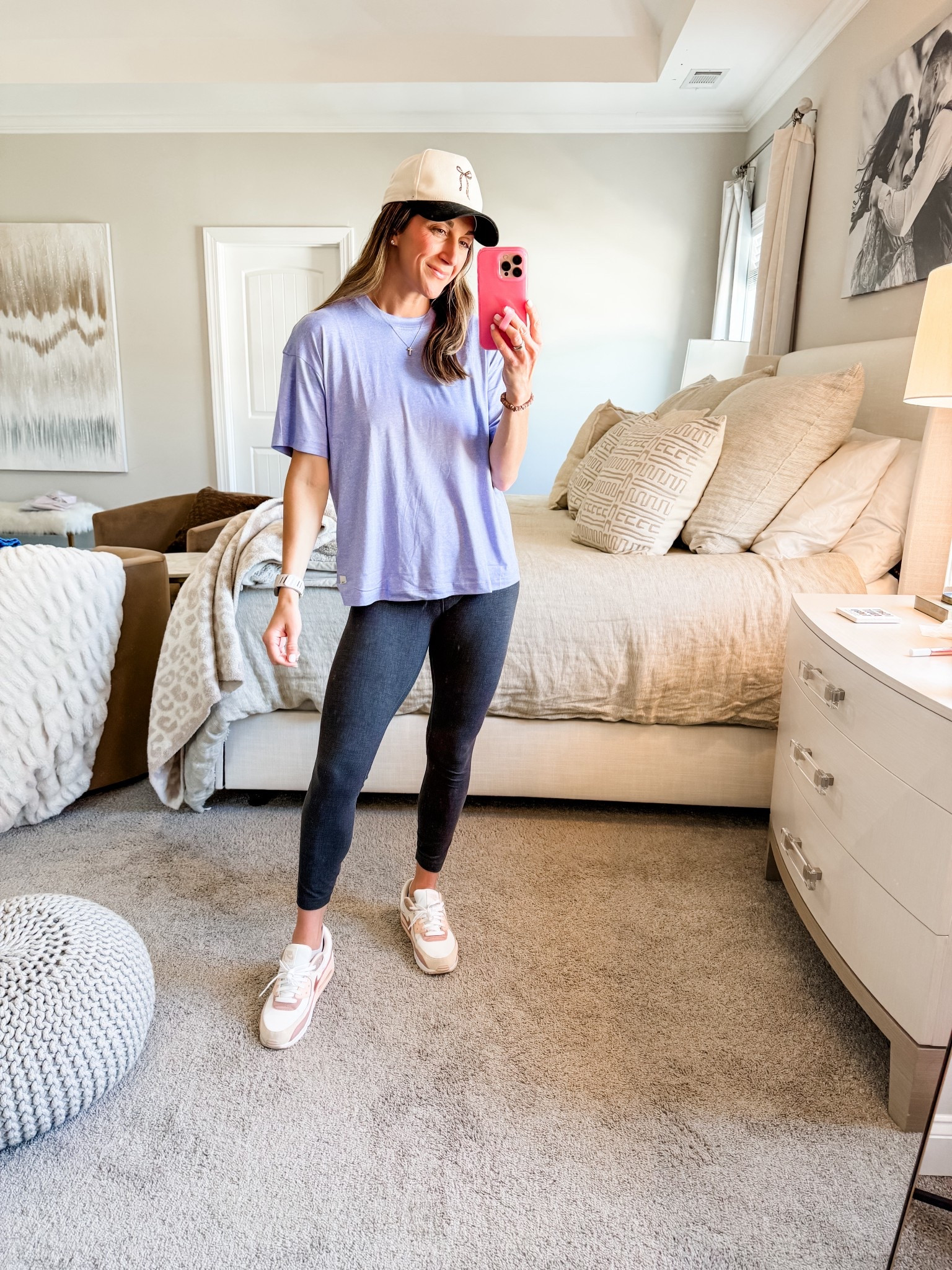 Tee is new from Vuori (long) in a small-((but will be sizing up to a medium for more room in the neck line)). SO comfy and soft! Great for everyday or over a workout tank or sports bra. This colors lavender is gorgeous!

Leggings are Lululemon align 25in size 6
shoes are Nike Air max size 8.5-I got up 0.5 in sneakers 
Hat is old
Linking cross necklace and loopy too (10% off code: watsonansley10)

Athletic | athlete | fit | fitness | style | active | Vuori | comfy tee | oversized tee | boyfriend fit | mom life | gym | daily | purple | lavender | new | leggings | t-shirt | leggings | Nikes | hat | loopy phone case | electric picks | style 

#LTKootd #LTKmomlife #LTKActive