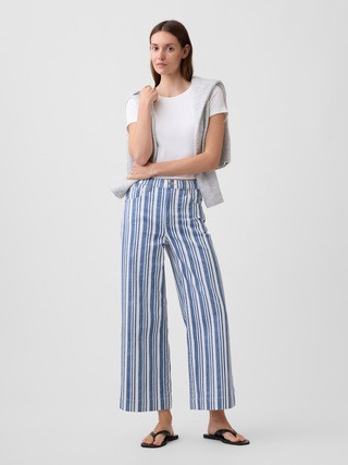 High Rise Stripe Wide-Leg Crop Jeans | Gap Factory