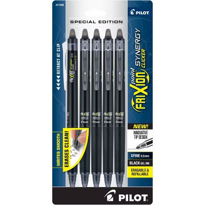 Pilot 5pk FriXion Synergy Clicker Erasable Gel Pens Extra Fine Point 0.5mm Black Ink | Target