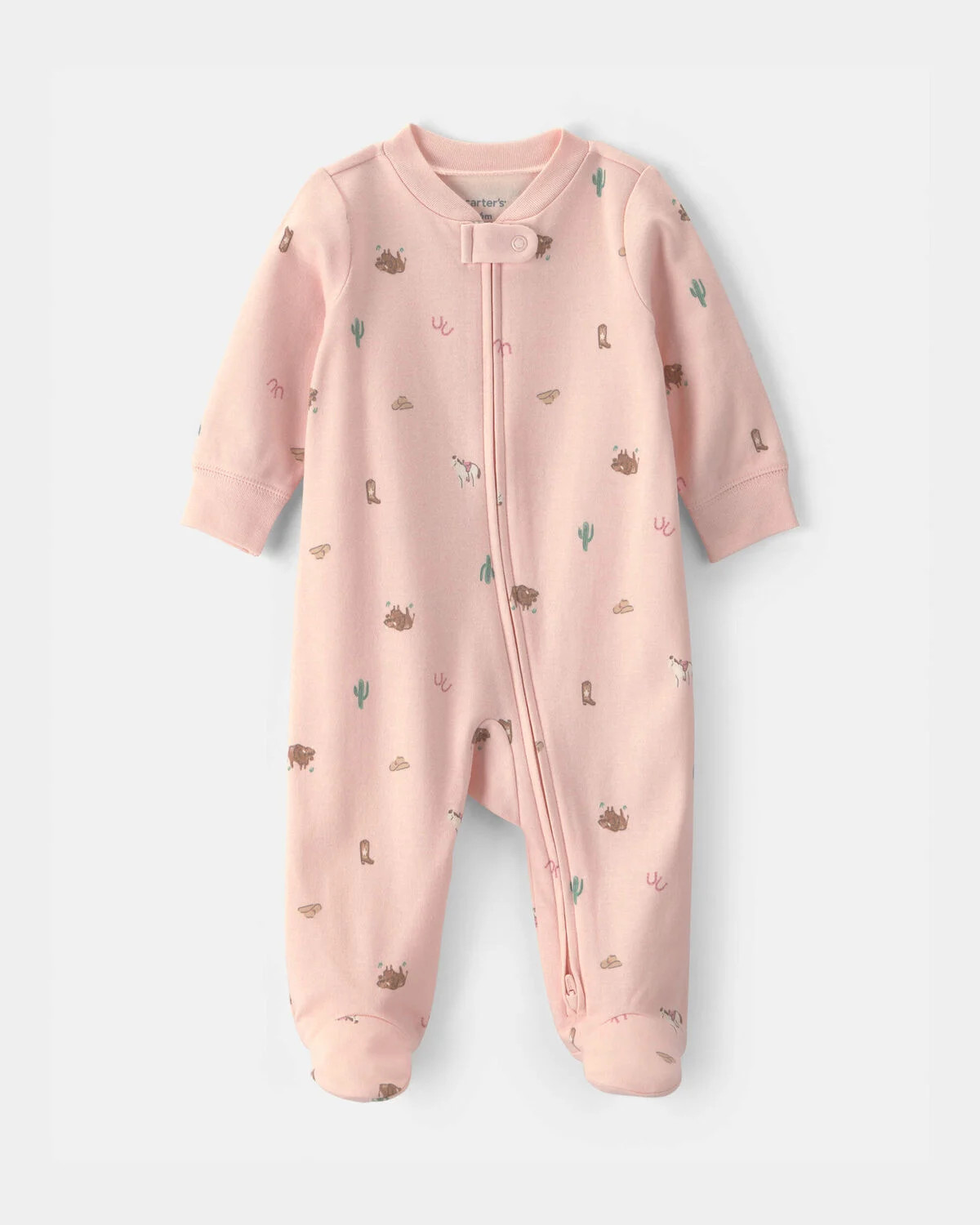 Baby Girl Western 100% Cotton 2-Way Zip Sleep & Play Pajamas - Pink | Carter's Inc