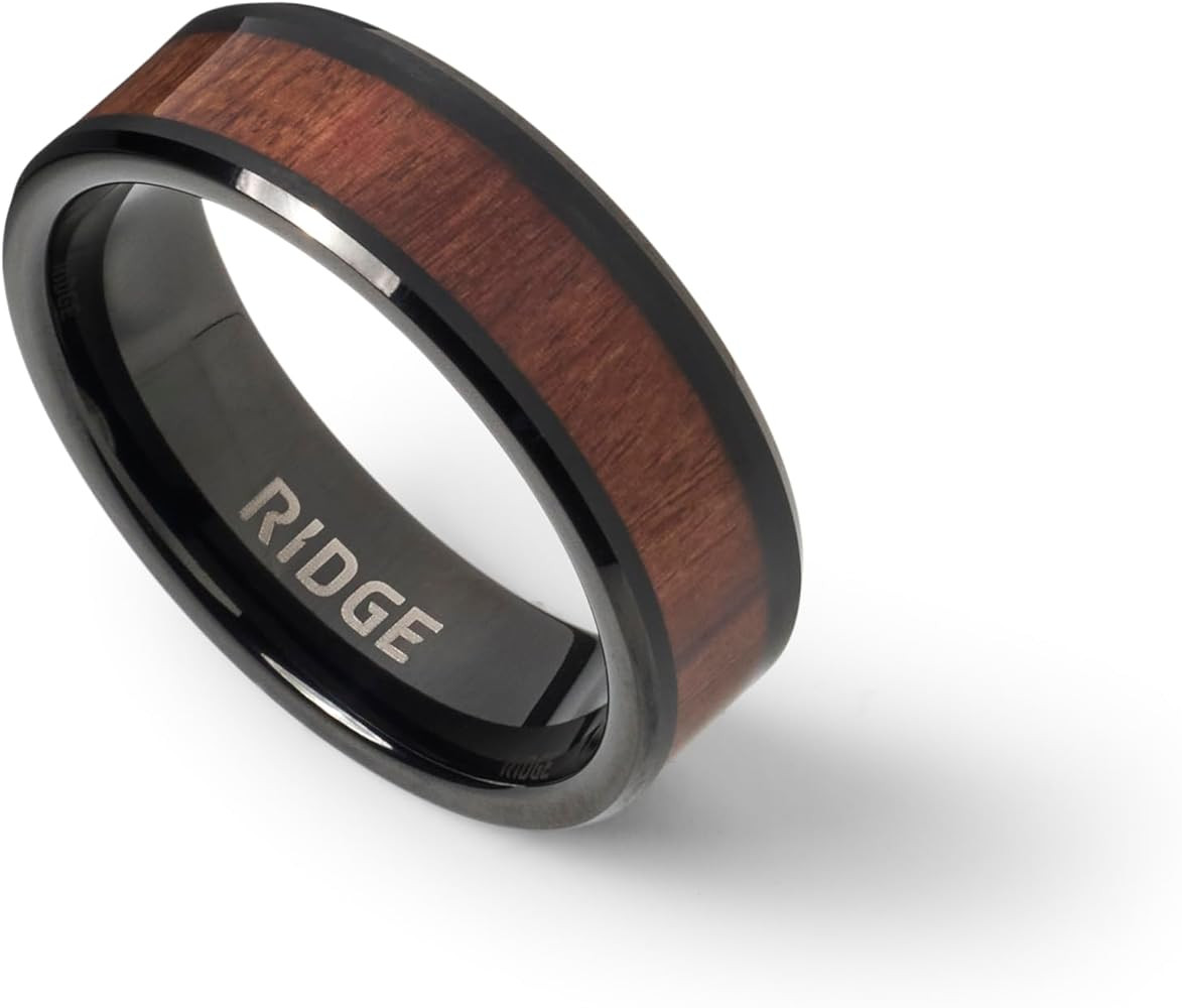 The Ridge Tungsten Rings For Men - Mens Wedding Band - Strong, Durable, and Scratch-Resistant Bev... | Amazon (US)