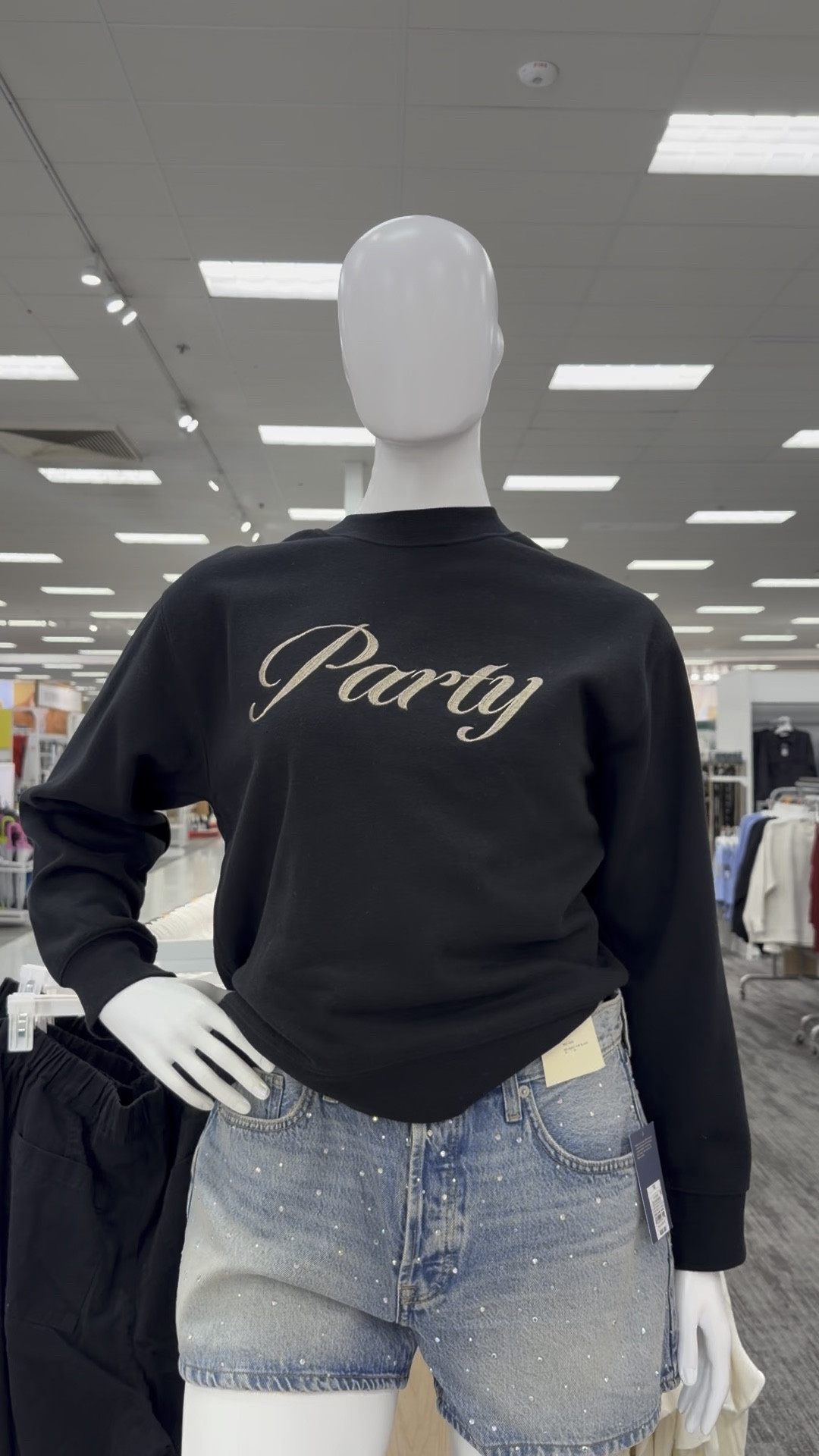 Last-minute casual New Year’s Eve outfit, because comfy can still feel fun! 

These rhinestone shorts add the perfect sparkle paired with a black and gold party graphic sweatshirt — effortless, festive, and easy to wear all night long. Both pieces are from Target, making this a super affordable NYE look you can throw together fast. Linking everything here! 🎉

Outfit Details: Women’s Knit Graphic Pullover Sweatshirt by Universal Thread

Women’s Mid-Rise 90’s Baggy Rhinestone Denim Shorts by Universal Thread in Light Wash

#LTKHoliday #LTKootd #LTKSeasonal