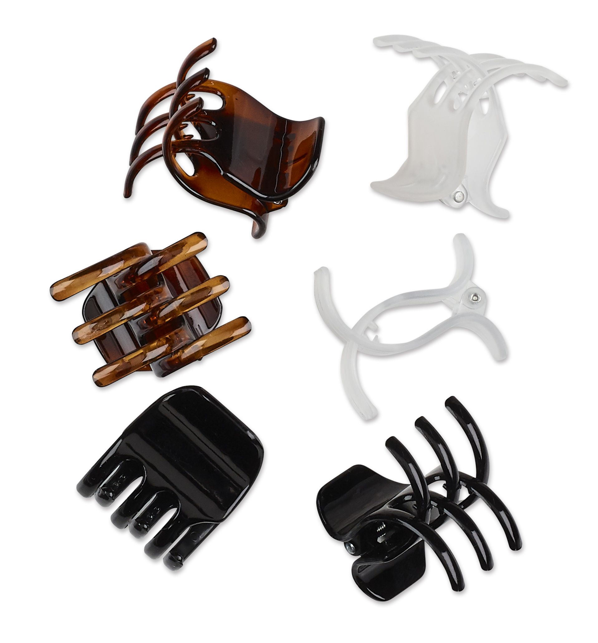 Scunci Claw Clips, Adjust to Most Hair Types, in Black, Tortoise Shell, and Clear, 6ct - Walmart.... | Walmart (US)