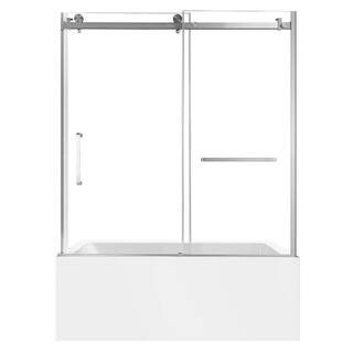 59.8 in. x 31.9 in. Acrylic Rectangular Alcove Soaking Bathtub with Right Drain in White/Brushed Nickel | The Home Depot