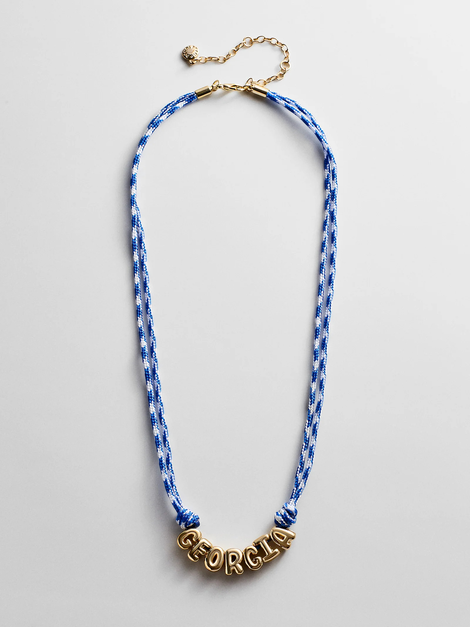 Bubble Letter Custom Paracord Necklace - Blue/White | BaubleBar