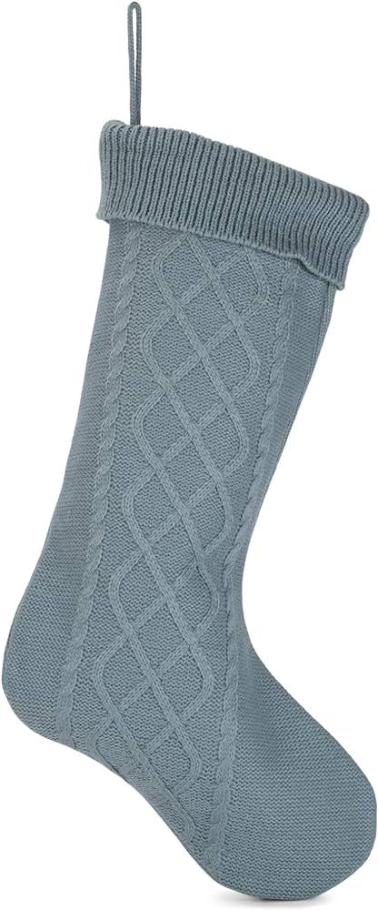 Elanze Designs Blue 18.5 inch Cable Knit Christmas Stocking with Ribbed Cuff | Amazon (US)
