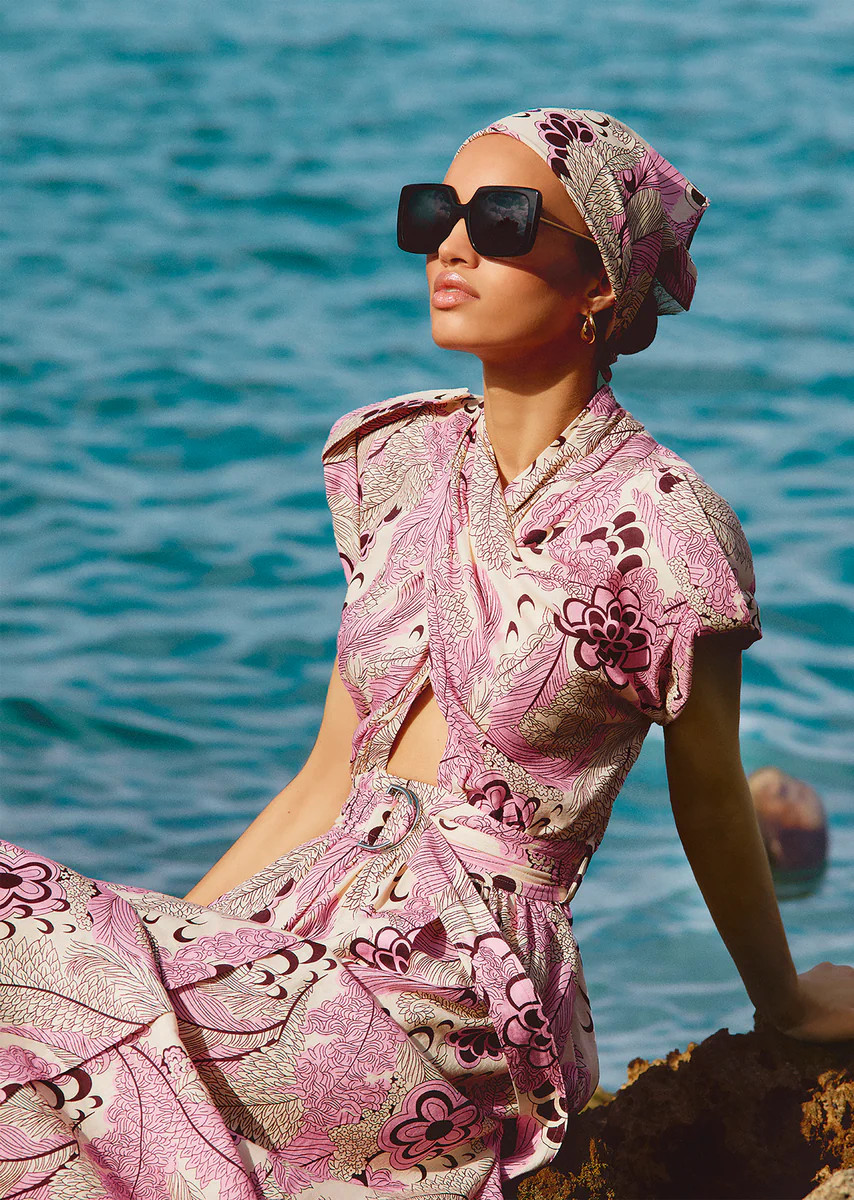 Celeste Wrap Dress - Pink Multi | Derek Lam