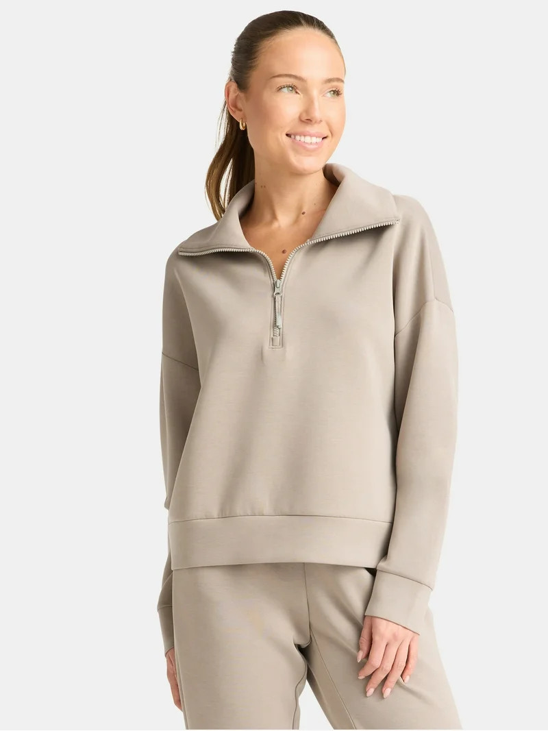 Avia Women's and Women's Plus ScubaKnit Quarter Zip Pullover, Sizes XS-4X - Walmart.com | Walmart (US)