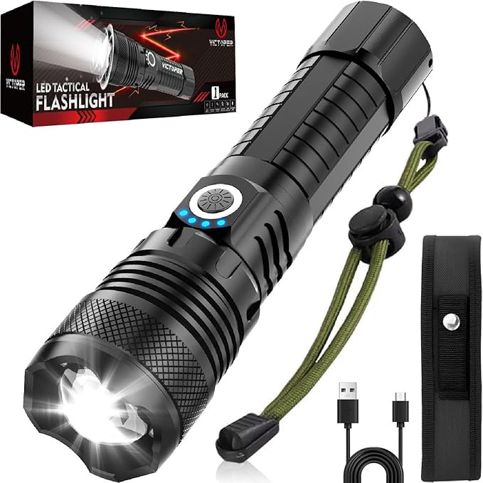 Victoper LED Flashlights, High Powered High Lumens Super Bright Tactical Flashlight, Rechargeable... | Amazon (US)
