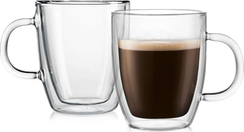 Bodum 10oz Bistro Double Wall Insulated Mug, High-Heat Borosilicate Glass, Set of 2, Clear | Amazon (US)