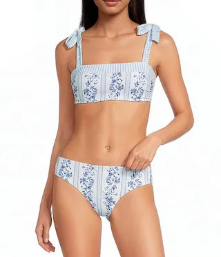 A Loves A Skies the Limit Reversible Border Print Tie Shoulder Bandeau Swim Top & Reversible Clas... | Dillard's