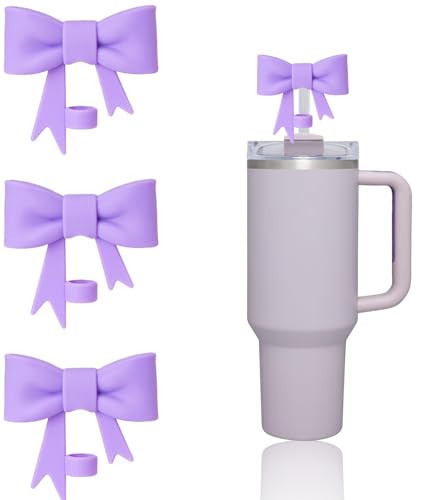 DJAIOD 3Pcs Purple Straw Cover for Stanley Cup, 10mm (0.4inch) Silicone Straw Topper for 40Oz&30Oz Tumblers | Amazon (US)
