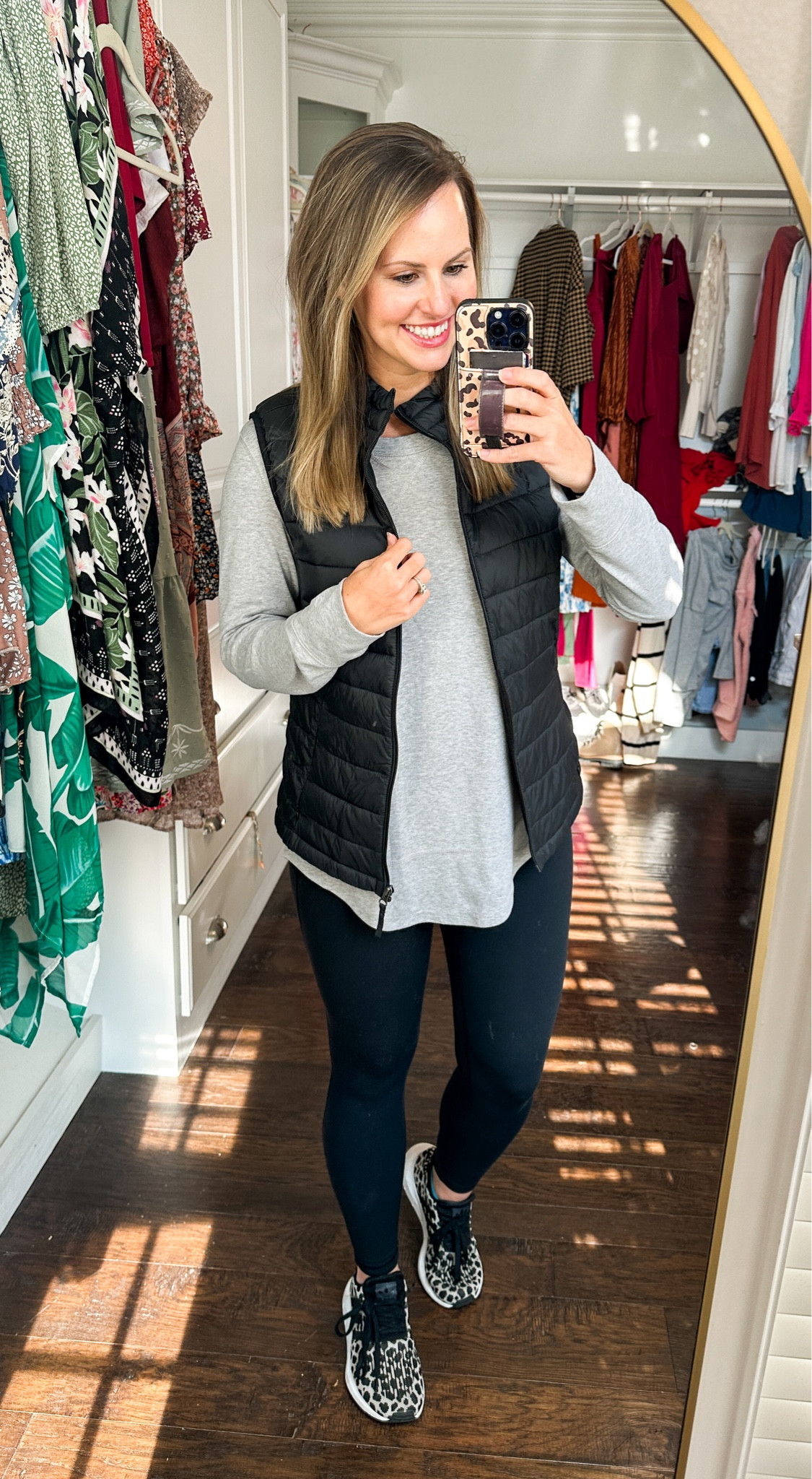 Casual outfit for fall or winter. Great comfy travel look or everyday style. Fave tunic top, puffer vest and super soft leggings, ps. My adidas at 60% on amazon right now!!! 

Thanksgiving outfit, mom style, amazon finds, early Black Friday sale

#LTKfindsunder50 #LTKtravel #LTKsalealert