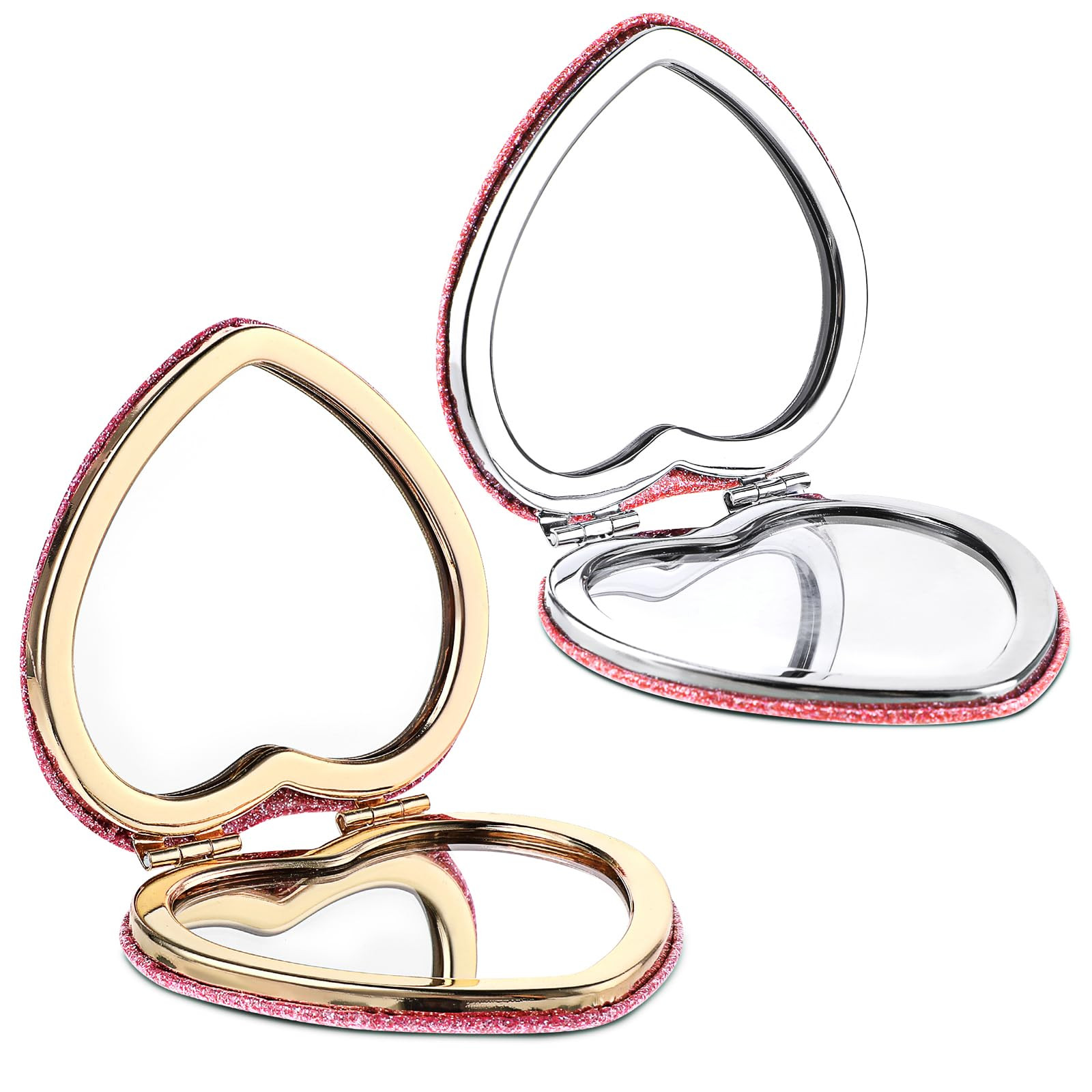 2 Pcs Compact Folding Mirror Heart Shaped Portable Travel Magnifying Makeup Mirror for Purse Mini... | Amazon (US)