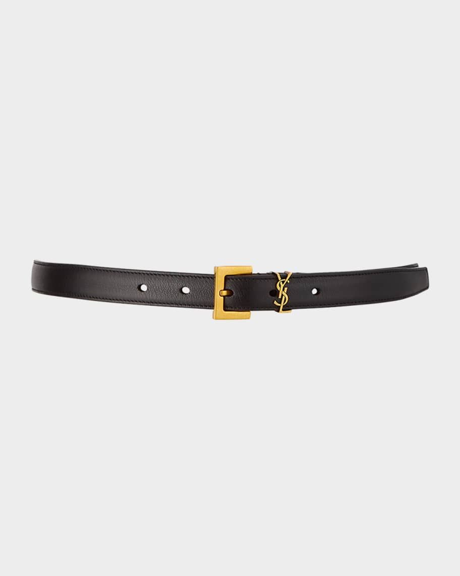 Saint Laurent YSL Monogram Leather Belt | Neiman Marcus