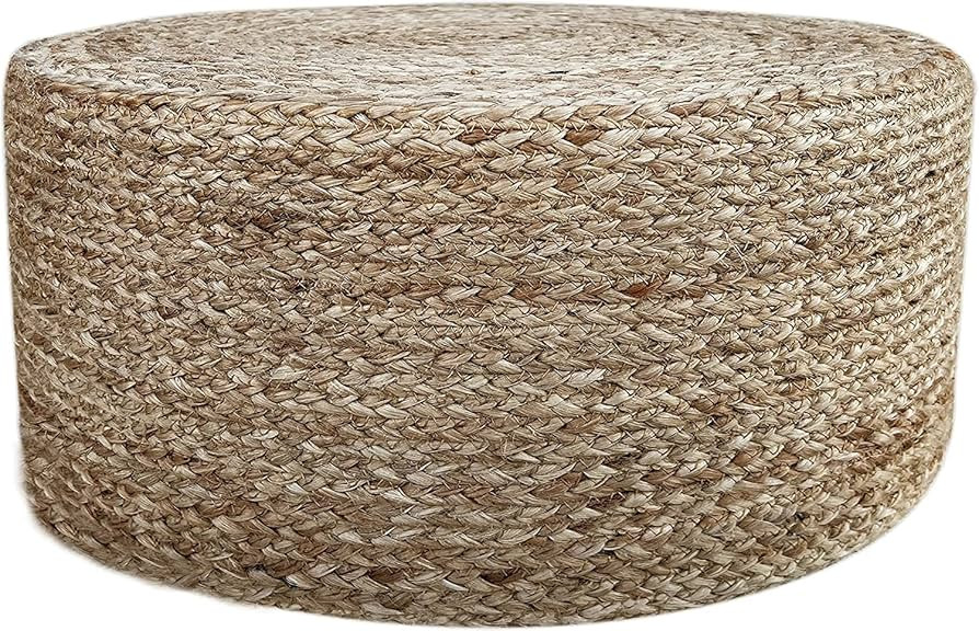 Jute Pouf Ottoman | Footrest Pouf | Hand Braided - Round Boho Pouffe - for Living Room, Bedroom, ... | Amazon (US)
