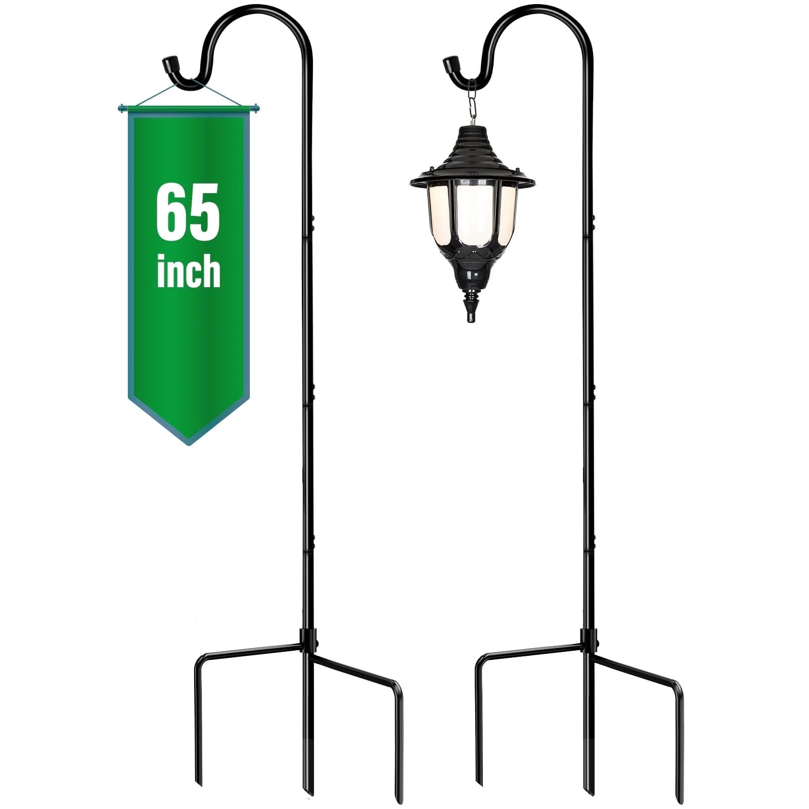 Outlandpro 65'' Bird Feeder Pole Shepherd’s Hooks 2 Pack Black Adjustable Garden Hook for Outdo... | Walmart (US)