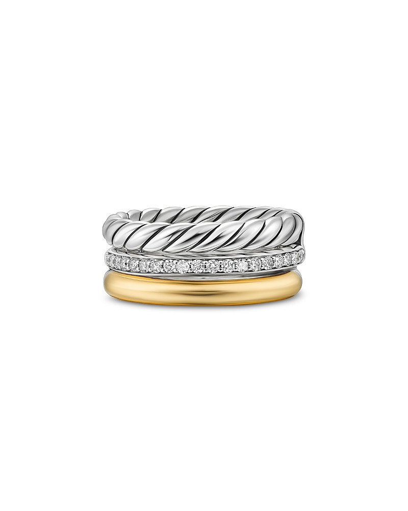 Dy Mercer Three Row Ring in Sterling Silver with 18K Yellow Gold and Diamonds, 8.9mm | Bloomingdale's (US)
