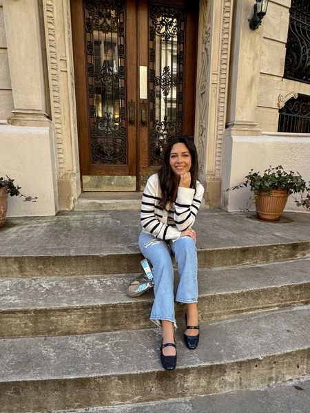 Early spring outfit: striped cardigan, light wash jeans, and Mary Jane flats! 

#LTKsalealert #LTKSeasonal #LTKSpringSale