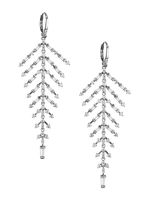 Silvertone Cubic Zirconia Lace Flexi Drop Earrings | Saks Fifth Avenue