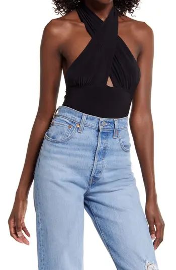 Open Edit Wrap Neck Halter Bodysuit | Nordstrom | Nordstrom