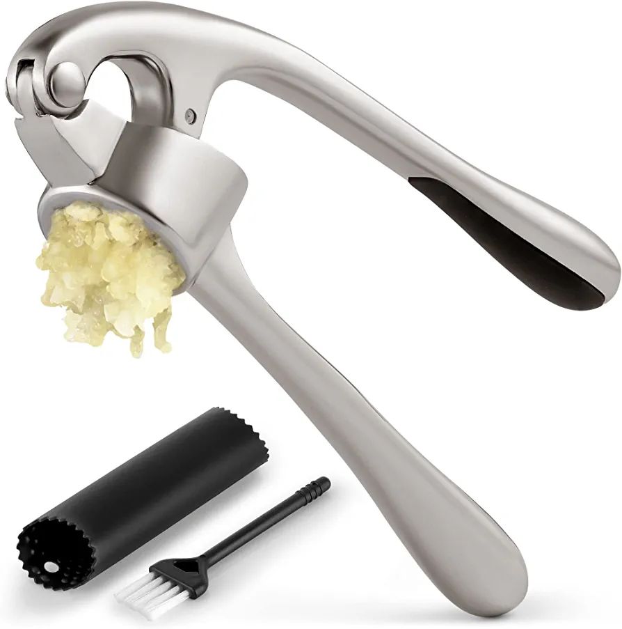 Zulay Kitchen Premium Garlic Press with Soft, Easy to Squeeze Handle - Includes Silicone Garlic P... | Amazon (US)