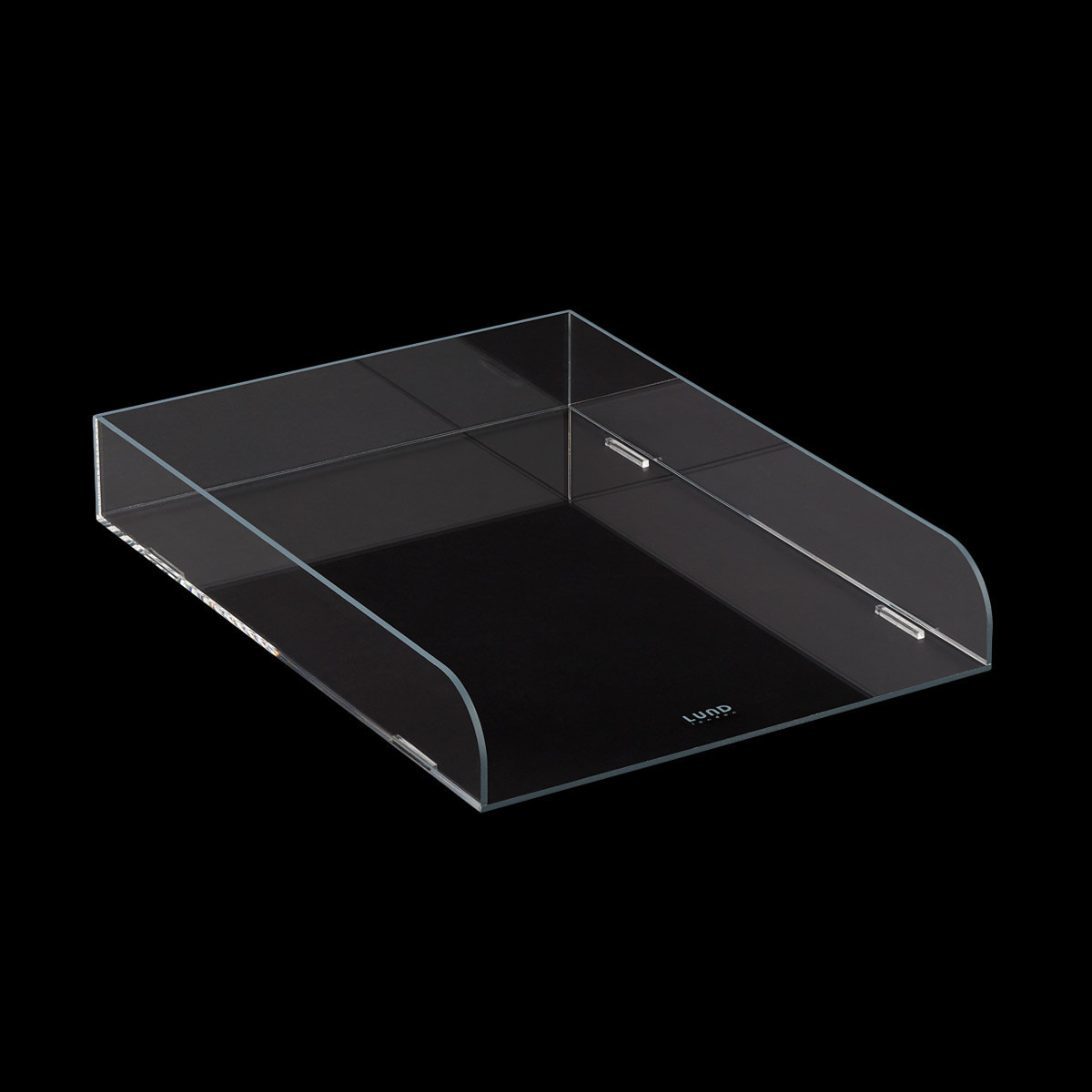 Lund London Mod Acrylic Stacking Letter Tray Clear/ Grey Trim | The Container Store