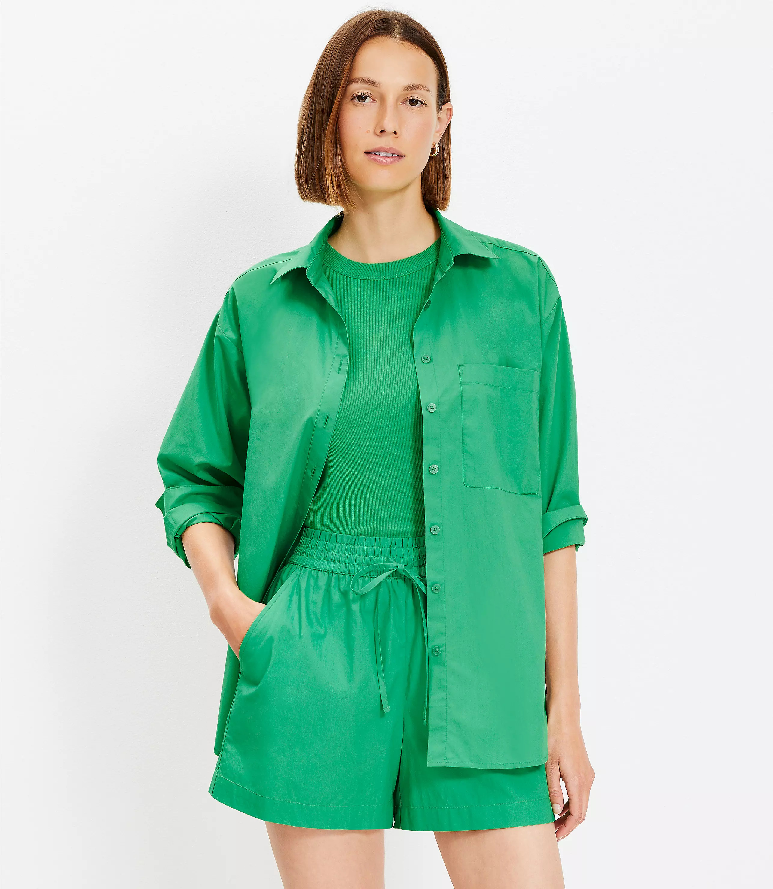 Poplin Oversized Pocket Shirt | LOFT