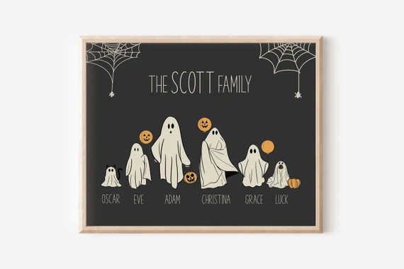 Halloween Family Printpersonalized Halloween Portraitfamily - Etsy | Etsy (US)
