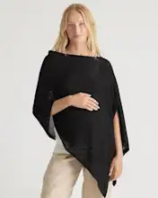 Lightweight Cotton Cashmere Nursing Shawl in Black | Quince