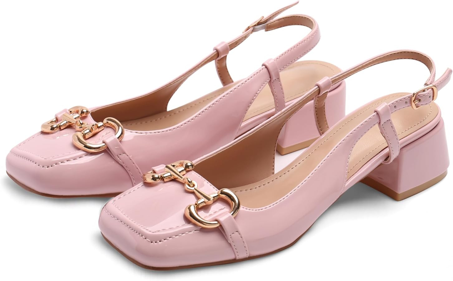 Square Toe Slingback Mary Jane Shoes for Women Low Chunky Block Heels Pump Sandals Casual Wedding... | Amazon (US)