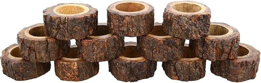 Wood Napkin Rings Set of 6 - Dining Table Napkin Holder, Classic Everyday Use Thanksgiving Holida... | Amazon (US)