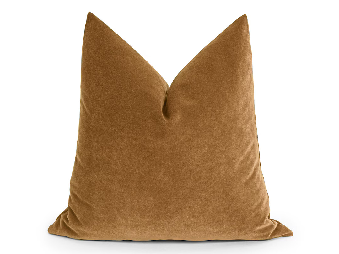 Camel Velvet Pillow Cover: Soft Thick Fabric, Euro Sham & Cushion - Etsy | Etsy (US)