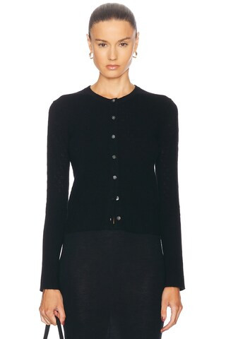 Guest In Residence Jane Pointelle Cashmere Cardigan in Black | FWRD 