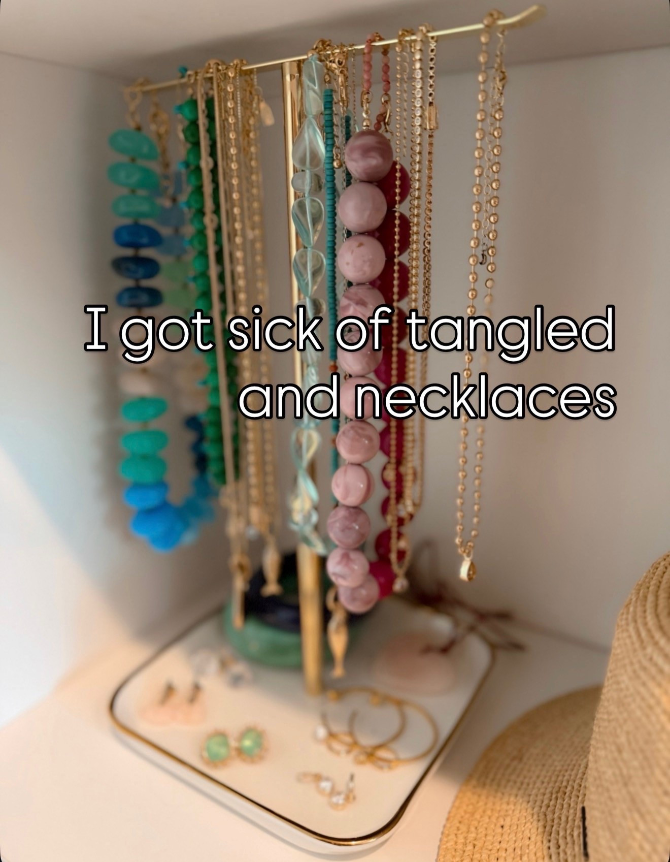 This jewelry organizer solved one of my biggest getting-ready frustrations. I was constantly untangling necklaces or forgetting what I had, and now everything stays organized, visible, and easy to grab. It takes up hardly any space but makes a huge difference if you wear jewelry every day.

jewelry organizer, necklace holder, jewelry storage, vanity organization, closet organization, home organization, Amazon home find, accessories organizer, gold jewelry, everyday essentials, annabrstyle

#LTKgrwm #LTKSeasonal #LTKootd