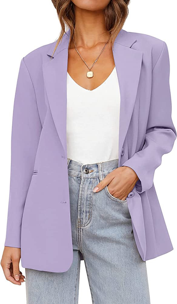 MEROKEETY Womens Casual Blazers Long Sleeve Lapel Open Front Button Work Blazer Jackets with Pock... | Amazon (US)