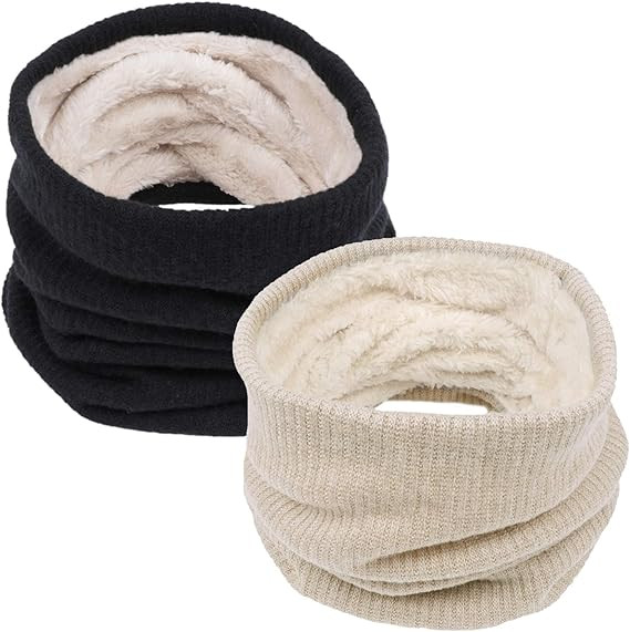 Infinity Scarf Winter Double-Layer Neck Warmer Knit Fleece Lined Circle Loop Scarves Gifts | Amazon (US)