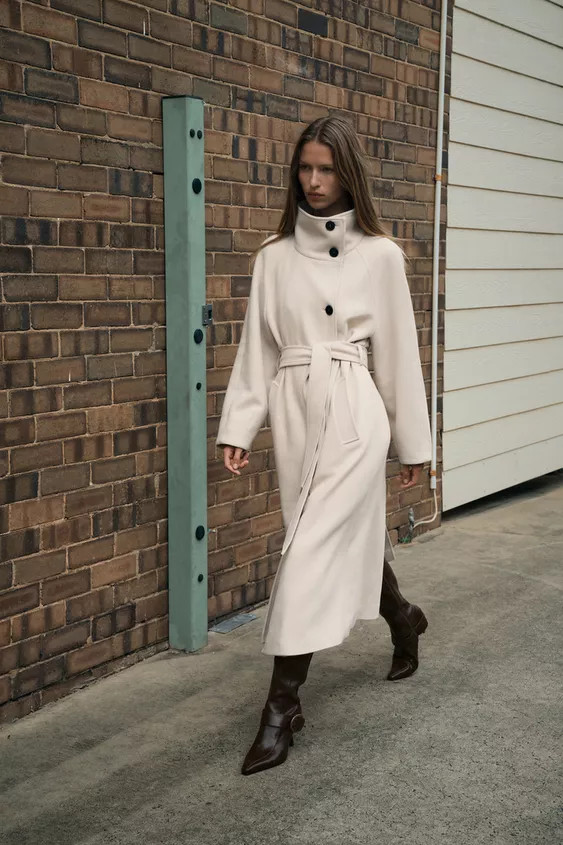 LONG WOOL COAT WITH HIGH NECK | Zara US