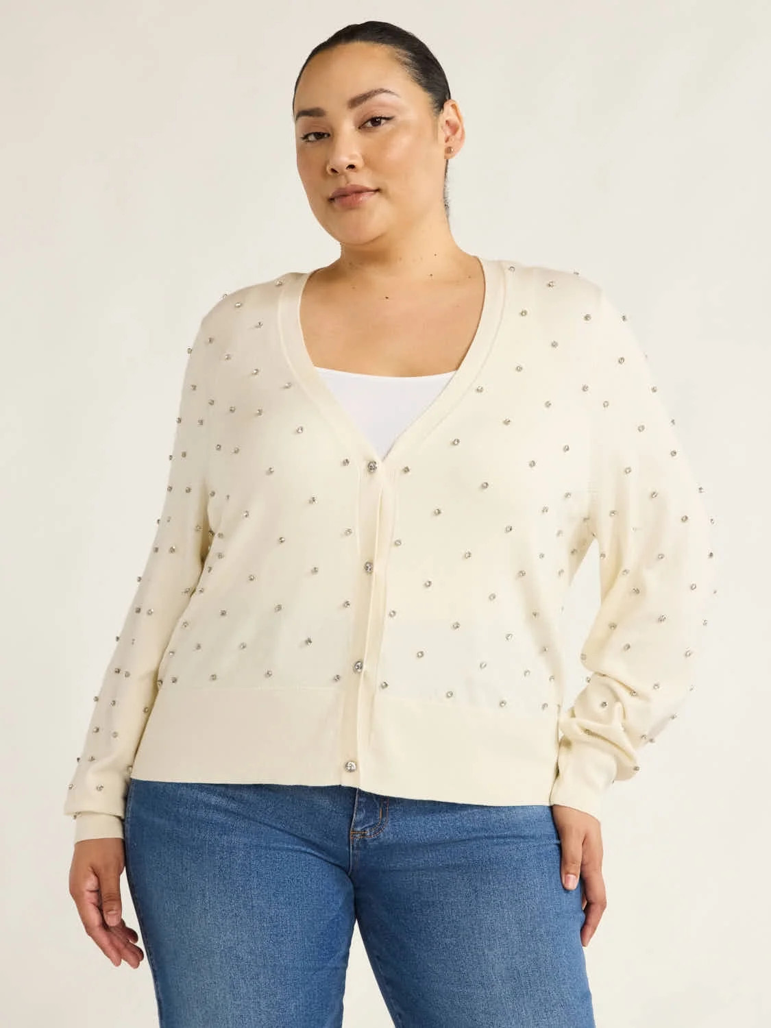 Scoop Women’s Plus Rhinestone Cardigan Sweater, Lightweight, Sizes 1X-4X | Walmart (US)
