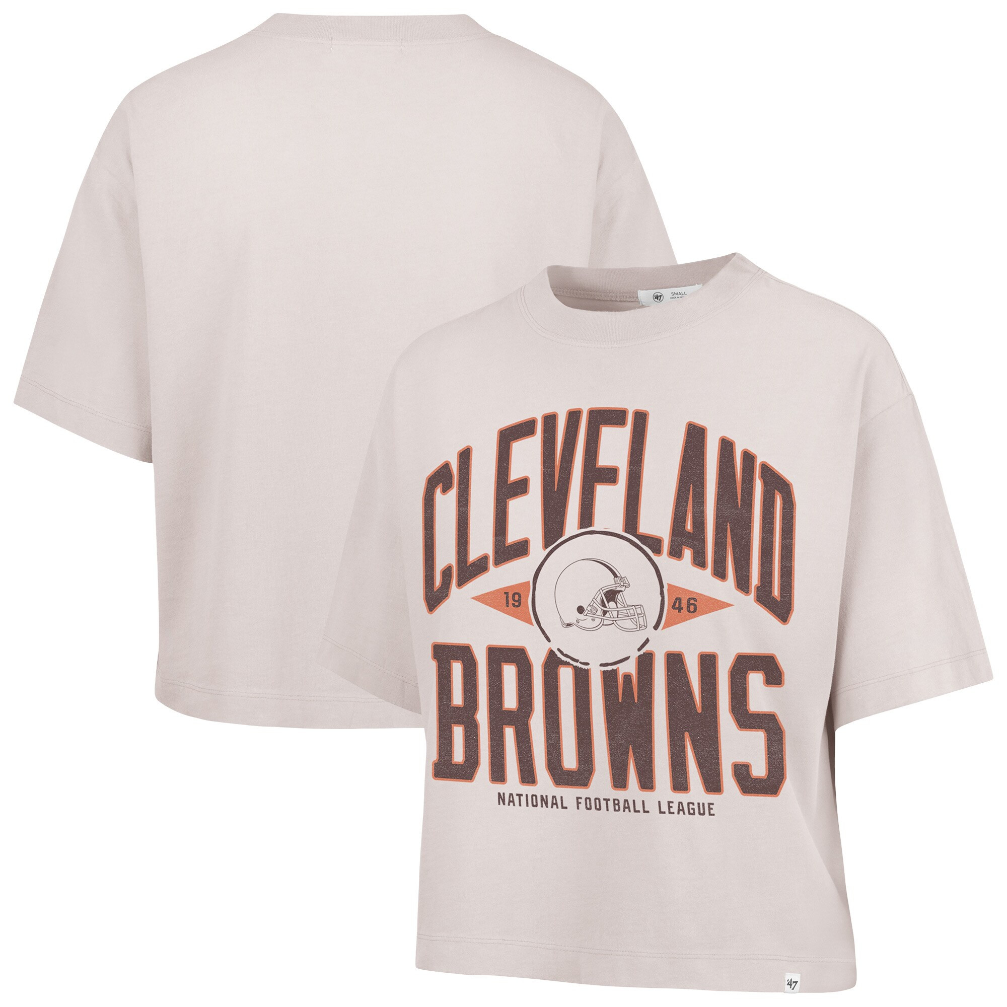 Cleveland Browns '47 Women's Cropped Windthrow Ravine T-Shirt - Natural | Fanatics