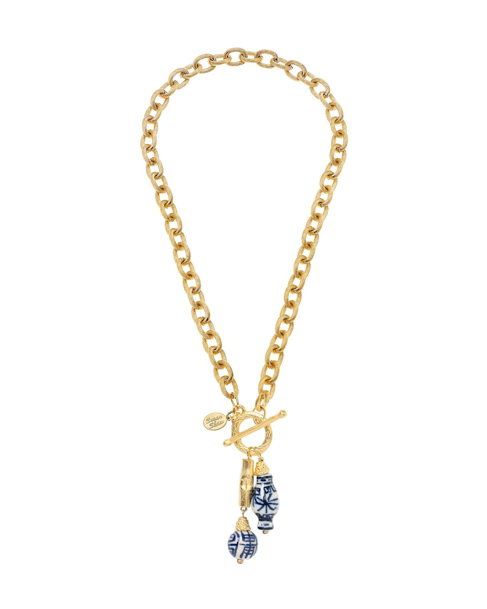 Blue & White Bamboo Toggle Necklace | Susan Shaw