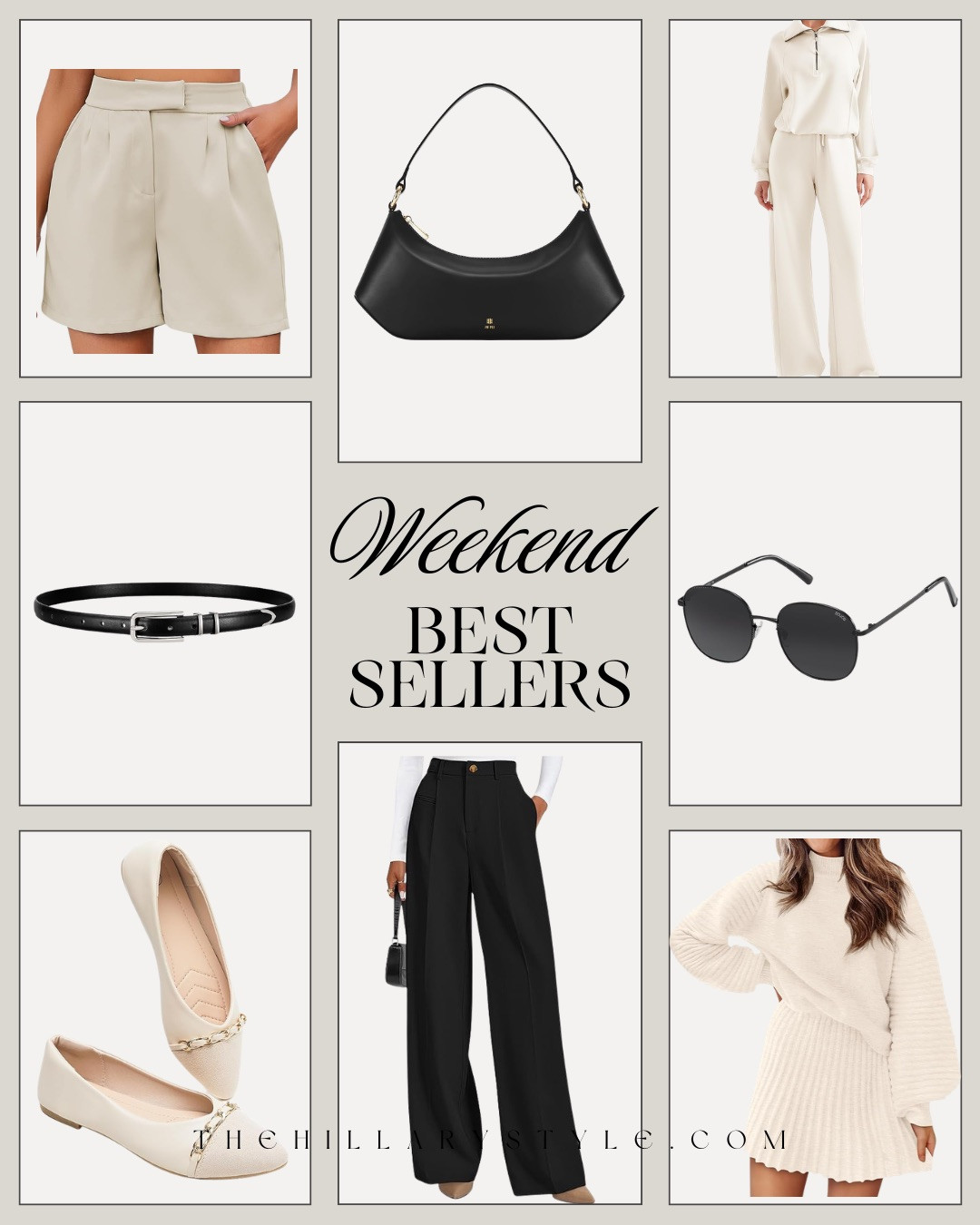 Weekend — AMAZON BEST SELLERS! These are the pieces you all grabbed nonstop. From the TAILORED BLACK TROUSERS and CHIC CREAM FLATS to the STRUCTURED BLACK SHOULDER BAG and CLASSIC SUNGLASSES, every item is effortless, polished, and EASY TO STYLE. Neutral staples that mix and match beautifully for that HIGH-END, put-together look.

#Amazon #TheHillaryStyle #AmazonFashion #BestSellers #NeutralStyle #CapsuleWardrobe #ChicEssentials #LuxuryForLess #ElevatedBasics #TimelessFashion 

 #LTKmomlife #LTKmorningroutine #LTKOver40